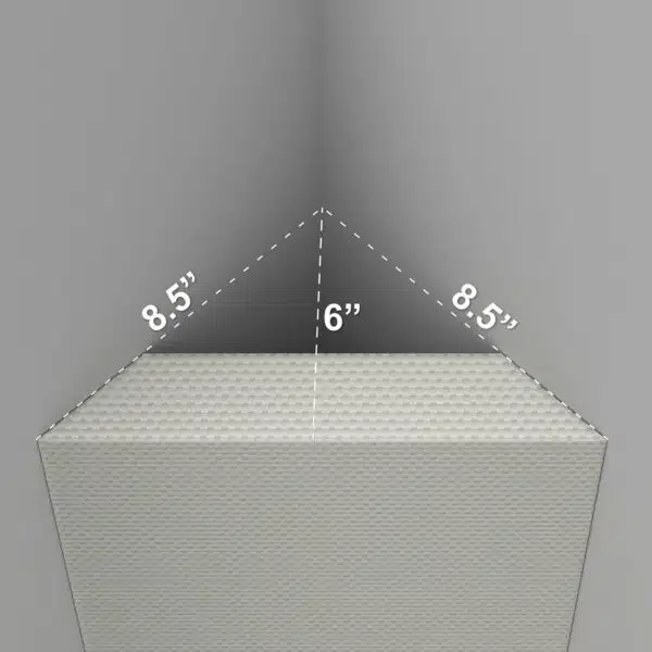 Bass Trap (12" wide) - Approximate measurements from sides and center of trap to corner