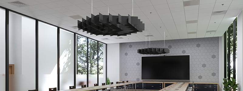 Apex Ceiling Cloud Featured in a Conference Room
